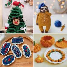 Set de 10 ovillos de hilo de 4 cabos, suave y amigable con la piel, para ganchillo manual DIY de bolsos, accesorios, mantas, chales, sombreros, flores, etc. (Longitud aproximada 1120m/1224.8yds, Peso aproximado 400g/14.1oz)