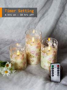 3 nến không ngọn lửa có điều khiển từ xa, nến chạy bằng pin có hẹn giờ, đèn nến LED hình hoa hồng, đèn trang trí không gian lãng mạn, nến LED điện tử không khói, thích hợp cho Giáng sinh, gia đình, đám cưới, sinh nhật, ngày lễ tình nhân, tiệc công ty - trong suốt - Xem 6