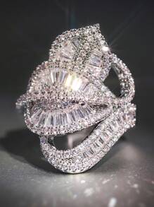 1pc Elegant Cubic Zirconia Ring For Women, Wedding Engagement Party Jewelry, Valentine's Day Gift - 6# - View 1