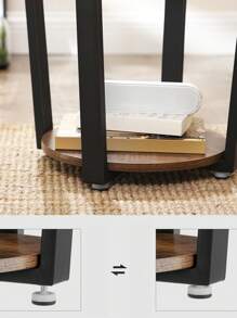 VASAGLE Side Table Round Table With Steel Frame For Living Room Bedroom Easy Assembly Industrial Rustic Brown And Black - Brown - View 4