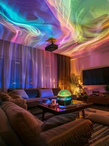 1 个 LED 投影灯，带遥控器的多色图案，银河星空投影仪，卧室夜灯投影仪，水波投影仪，星空投影仪，家庭影院，天花板，圣诞礼物装饰，情人节礼物，露营，婚礼装饰，浪漫夜灯 - 彩色 - 查看 9