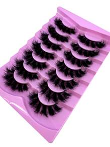 Long Lashes!7 Pairs Extension Thick Long Reusable Extended Makeup Lashes 9D Faux Mink False Eyelashes, Multi-Layered Curly & Fluffy, Soft & Voluminous Drama Messy Mink Lashes, 18-25mm Ultra Long & Dense, Handmade Suitable For Beginners, Comfortable - Black - View 4