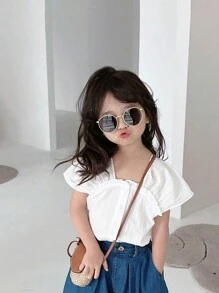 1pc Metal Frame Minimalist Glasses, Artistic Round Large Metal Frame Glasses