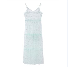 Women's Mesh See-Through Skirt High Waist Skirt Beachwear Pleated Long Maxi Skirt - 藍色 - 查看 1
