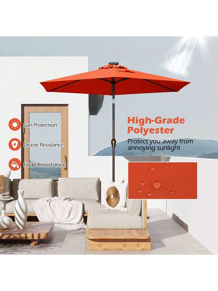burnt orange patio umbrella Sunnyglade 9Ft Outdoor Table Umbrella with 8 Ribs the umbrella blends perfectly with your patio furniture as you enjoy a meal outside with family and friends Treasure Garden 8x10 Foot Rectangular