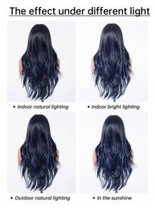 Multicolor Synthetic Wig With Bangs Black Mix Blue Long Natural Curly Wig For Women Daily Party Cosplay Wigs For Girls