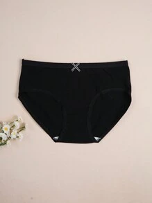 7pcs/Pack Solid Color Bow Decor Basic Comfort Briefs - Black - View 4
