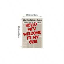 Tranh treo tường "Chào mừng đến với ngôi nhà ấm cúng của tôi" (1 tấm), in trên vải canvas, dòng chữ biểu tượng của MTV, trang trí hài hước, phù hợp cho phòng ngủ, phòng khách, văn phòng, phong cách áp phích báo chí cổ điển, có thể chọn không khung hoặc có khung, món quà tuyệt vời dành cho phái nữ. - Nhiều màu - Xem 10