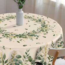 1 件桉树叶圆形桌布，可重复使用的季节性绿叶桌布，格子农舍风格，适合派对野餐晚餐装饰