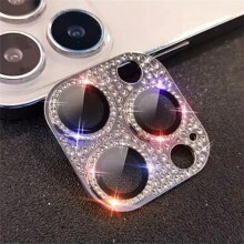 2pcs Luxury Fully Enclosed Tempered Glass Anti-Drop Camera Lens Protector, With Shiny Flash, Protects Lens, Compatible With 15, 14 Pro Max, 14 Plus, 13, 12, 11 Pro Max - Silver - View 7