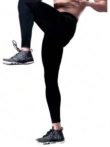 Jambiere sport de culoare solidă pentru bărbați, 3 piese, uscare rapidă activă, elasticitate ridicată, pantaloni strânși sport respirabili, potriviti pentru antrenament de alergare în aer liber