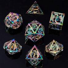 Multicolor Hollow Dragon Metal Dice Set, Suitable For D&D, Pathfinder And Call Of Cthulhu RPG Games - Multicolor - View 4