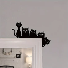 1 Pc Metal Classic Cat Silhouette Corner Decor, Suitable For Home And Holiday Creative Hanging Art Home Decoration, Door Frame Decor
