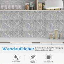 10x Marble Tiles Sticker Self-Adhesive Stick On Kitchen Bathroom Home Wall Decor - Light Grey - View 9