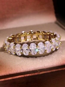 1pc Elegant & Charming 925 Sterling Silver Oval Cubic Zirconia Sparkling Diamond Ring, Suitable For Women To Attend Parties, Balls, Weddings, Anniversaries, Girlfriend's Birthday Gifts, Exquisite Jewelry - Oval Diamond Ring - View 2