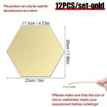 12pcs Geometric Design Mirror Wall Sticker Best Gifts Birthday