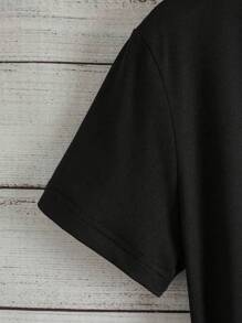 Plus Size Women's Round Neck Cat Print Casual Short Sleeve T-Shirt, Summer - Black - View 6