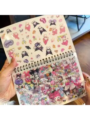 Sanrio 10 قطع/مجموعة مذكرات ملصقات إنميل ساتريو الكرتونية الجديدة، تشمل شخصيات مثل ميلودي وهلو كيتي، لوازم مدرسية، عودة للمدرسة