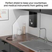 Sink Splash Guard Clear Acrylic With Easy Reach Cutaway Free Standing One Piece Protective Shield 23.5" X 4.5" X 18" Barrier For Kitchens Medical Offices And Labs By Marketing Holders - 清除 - 查看 2
