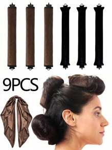 9 件/6 件/3 件/1 件全新卷发梳无需加热波浪卷发器工具、睡眠过夜卷发滚筒、卷发器、无热卷发、卷发器、理发沙龙美容旅行必备美发产品及配件 - 彩色 - 查看 3