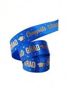 5 码宽 2.5 厘米，1 件毕业派对装饰丝带，缎带蝴蝶结 DIY 蛋糕包装丝带，烘焙和礼品包装，金箔，毕业典礼，2025 年毕业装饰，生日派对礼物