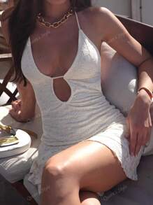 Elegant Party Date Night Dress, Hollow Out Sexy Bare Styling Layered Hem Sleeveless Mini Dress, Spring/Summer