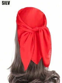 1pc Ladies' Imitated Silk Square Scarf Hair Accessory, Solid Color Simple Classic Scarf For Hair, Neck, And Head Casual Bandana,Hair Band,Head Band Ideal For Dressing Up Your Look Witch - Black - View 20