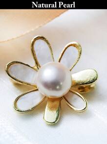 1pc Elegant Cultured Pearl Brooch Decor - Angel Wings, Ginkgo Leaf & Floral Design, Women Jewelry And Accessories For Necklaces, Scarves, Beach, Pride, Birthday, Graduation Gifts