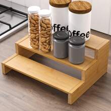 1 szt. Organizer na przyprawy, 3-poziomowy organizer na przyprawy z bambusa, organizer na przyprawy do blatu kuchennego do szafki