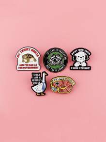 5Pcs Raccoon Quote Enamel Pins Animal Cartoon Goose Brooch Clothes Backpack Lapel Badges Fashion Jewelry Accessories Friends Gifts