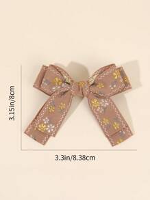 2个女孩刺绣发夹，花卉刺绣缎面鳄鱼夹，青少年发饰 - 咖啡棕 - 查看 4