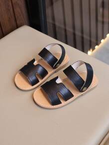 2025 新款夏季儿童凉鞋，男女通用软底防滑幼儿沙滩鞋，时尚婴儿凉鞋 - 黑色 - 查看 2