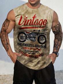 Top de tirantes con gráfico de moto y letras para hombre, adecuada para el verano