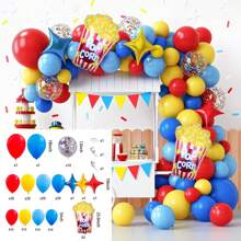 138个马戏团主题气球花环拱门套装，包含红色、蓝色、绿色、黄色乳胶气球，非常适合生日派对装饰、装饰背景、毕业装饰、马戏团主题派对用品 - 彩色 - 查看 13