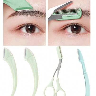 4件/2件/1件不锈钢眉毛修剪剪刀套装，带梳子，适合任何肤质，男女通用，可用于脱毛、化妆、家居装饰、梳妆台、旅行、卧室等。多功能产品，包含化妆配件、眉剪，可作为圣诞礼物、赠品、旅行用品、平价好物、旅行必备品。