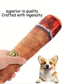 1pc Funny Interactive Dog Toys - Cigar Design Plush Squeaky Pet Toys Grinding Teeth Creative Chew Toy For Small Medium Dog ﻿