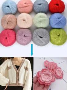 1/5 pezzi Filato di mohair da 330 m, colore dopamina, composizione: 15% lana, 15% mohair, 40% acrilico, 30% nylon, morbido filato per uncinetto e maglia di maglioni, sciarpe, scialli, cardigan, pon pon, 50 g