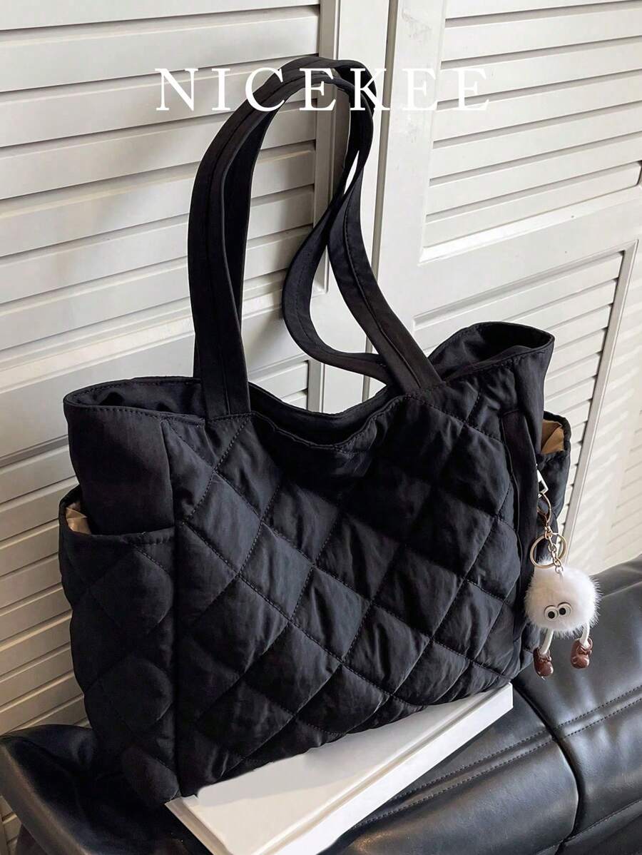 Leisure Large Capacity Down Padded Coat Bag Fashion Shoulder Bag Portable Oblique Tote Bags, Commuter School, Sports, Traveling, Hiking, Sports, Travel School Bag, Back To School Backpack, Large Capacity, Portable, Lightweight, Suitable For Teen Girl Women College Students, Perfect For Back To School, College, Middle School, High School, Fashionable Tote Bag With Zipper, Tote Bags For Women, College Essentials