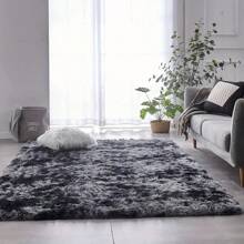 1pc Tie-Dye Dark Gray Shaggy Plush Area Rug, Fluffy Rectangular Soft Non-Slip Carpet For Living Room, Bedroom, Bathroom, Game Room, Washable All Season Home Decor Mat Gifts Birthday Graduation