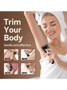 女士电动剃须刀，USB 充电式多功能剃须刀，配备不锈钢刀片，可去除面部、身体和比基尼区域的毛发，电池容量 500mAh