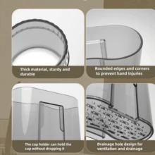 1 Set No-Drill Toothbrush Holder With Tumbler, Bathroom Storage Organizer Rack, Wall Mounted Toothpaste Shelf - Multicolor - View 7