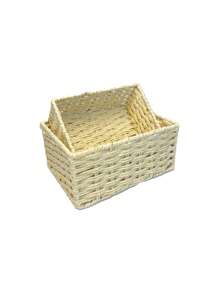 Cestino intrecciato per uso domestico, cestino di immagazzinaggio intrecciato con corda di carta, adatto per salotto, camera da letto, per contenere giochi di bambini, cestino di immagazzinaggio da tavolo
