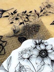 50 Stücke schwarze einfache Pflanzensticker, wasserfeste PET transparente Aufkleber für Laptop, Wasserflasche, Tagebuch, Handy, DIY Dekoration