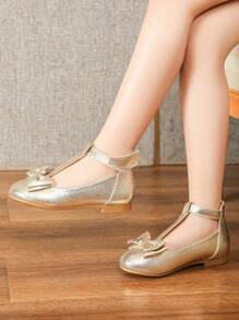 Toddler Girls Flat Shoes, Kids Gold Color Shoes, Infant Girl Gold Shoes