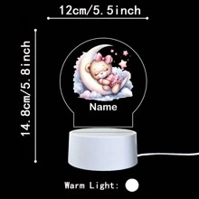 1 szt. Spersonalizowana nazwa z kreskówkowym misiem śpiącym na księżycu. Kreatywny prezent. Iluzja światła 3D. Lampka nocna LED. Ciepłe światło. Prezent urodzinowy. Prezent świąteczny. Dekoracja. Lampka nocna na biurko. Spersonalizowane prezenty. Wystrój pokoju. Wystrój domu. Wystrój jesienny. Dekoracje świąteczne. Zabawki. Spersonalizowane rękodzieło. Szykowna jesień. Dom i styl życia. Świąteczna atmosfera w domu. Jesienne odświeżenie domu. Dekoracje świąteczne. Harmonia w domu.