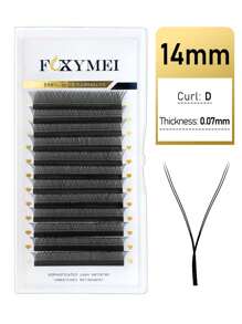FOXYMEI 12 排 D 卷曲 W 形睫毛 3D/4D/5D W 风格预制卷发扇形 0.07 毫米仿貂皮睫毛延长更柔软自然猫眼纤细睫毛 - D - 查看 41