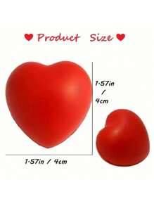 1/5pcs 2.75'' Heart Stress Balls Valentine's Day Squishy Heart Shaped Foam Stress Relief Ball, Valentine Party Favor, Scene Decor, Home Decor, Theme Party Decor - Red - View 3