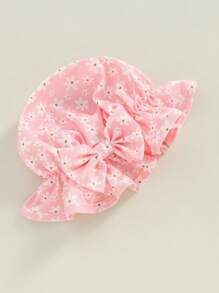 Toddler Girls Long Sleeve Rash Guard Swimsuit Floral Print Ruffles Romper Swim Cap Set - Pink - View 4