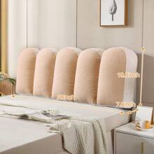 Luxurious Double-Sided Velvet Bed Rest Pillow With Ergonomic Support & Machine Washable Design - Perfect For Home, Bedroom, Living Room, And Office Use, Luxurious Teddy Bed Headboard Cover Bed Headboard Cover Bedside Backrest Cushion Upholstered Bed Head Cover Double King Size - Creamy white + milk tea color - 查看 8