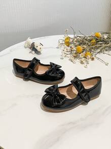 1 Pair Versatile Bow Decor Girls' Flats, Suitable For Spring And Summer - Black - View 2